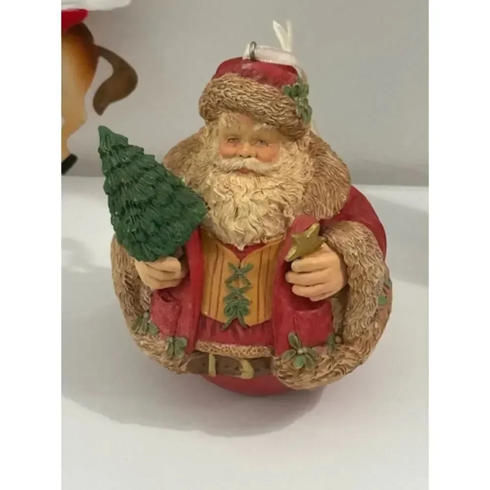 3 Santa Claus Ornaments Hallmark 1991 and 1997 Cowboy Bucking Reindeer